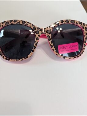 Betsey Johnson Leopard Print Sunglasses with Pink Accents